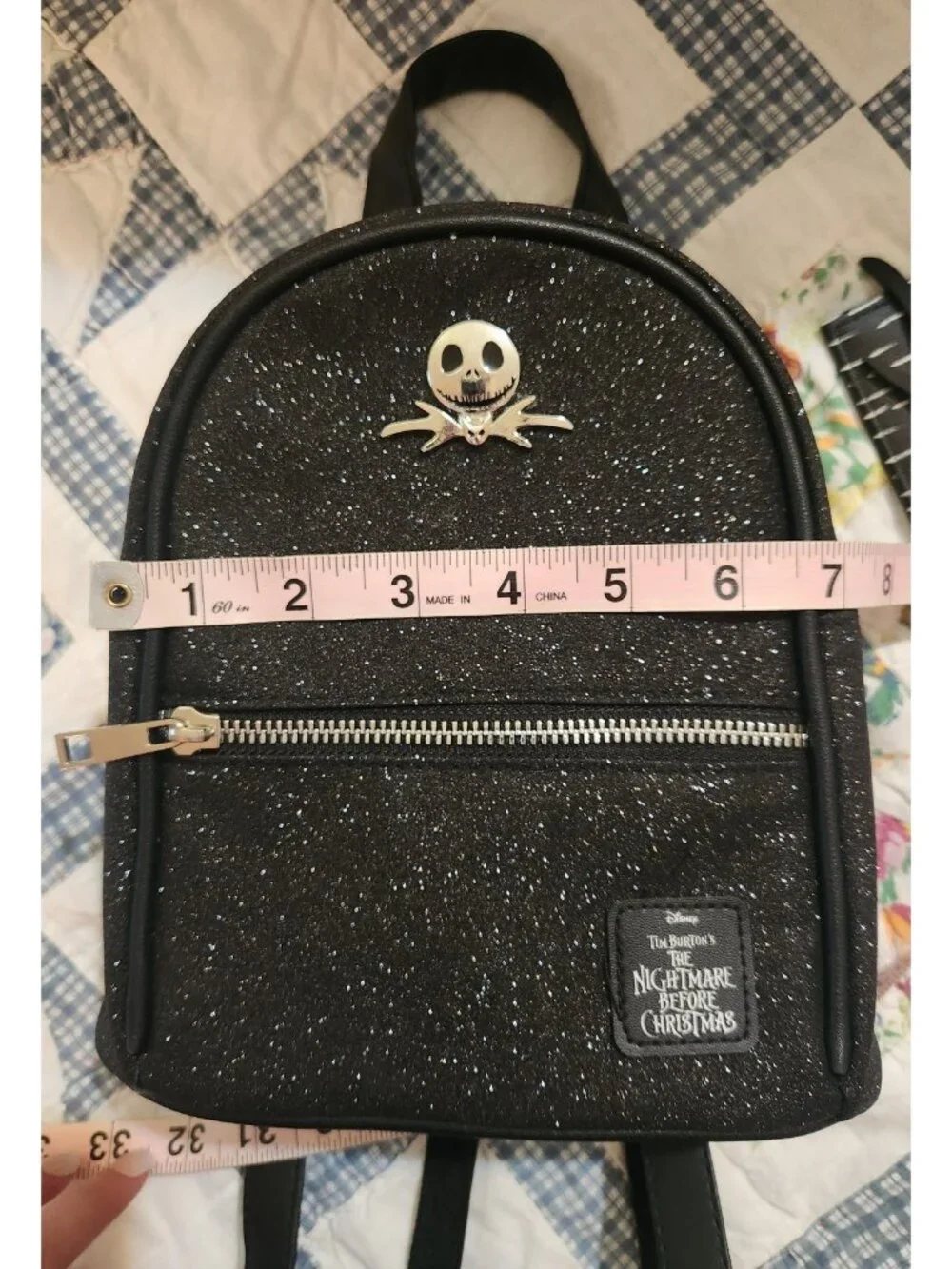 The Nightmare Before Christmas Black Glitter Mini Backpack & Wallet